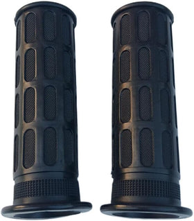 Generic rubber handlebar grips made of durable PVC withstand daily use.