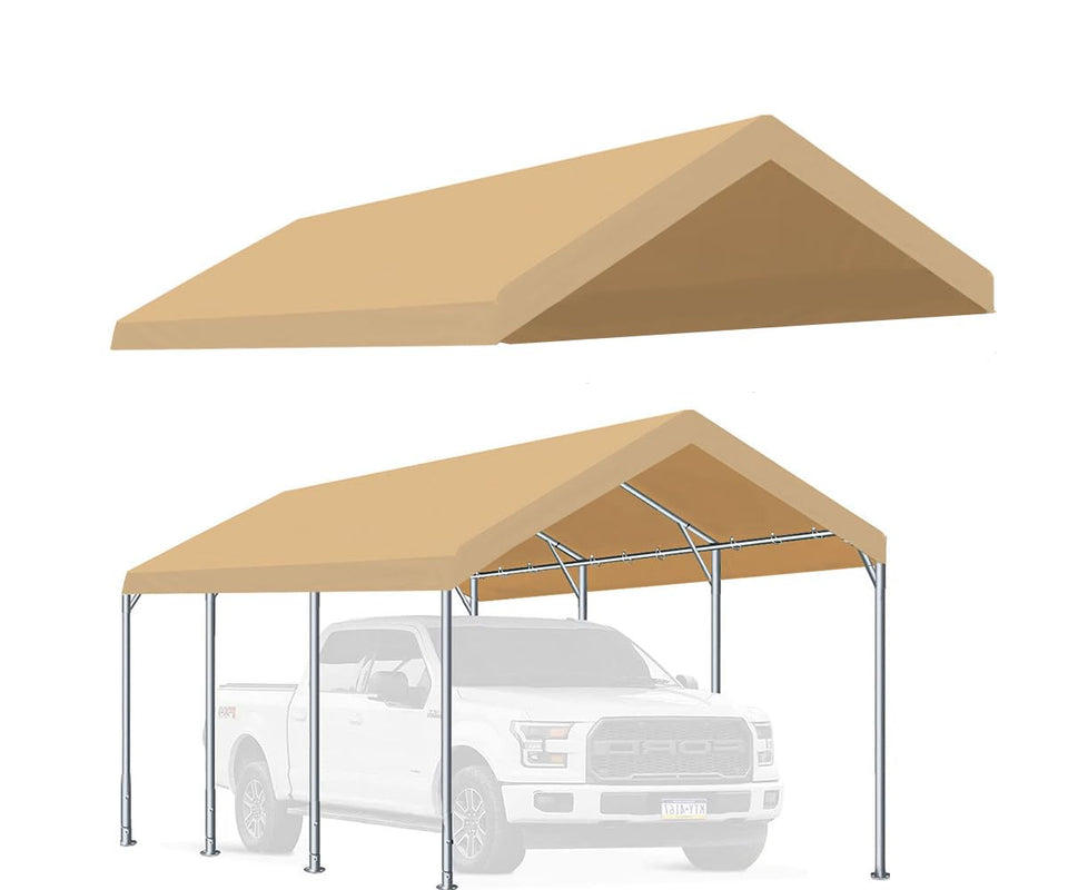 Generic Rutile 10x20 canopy top beige protects carport from weather.