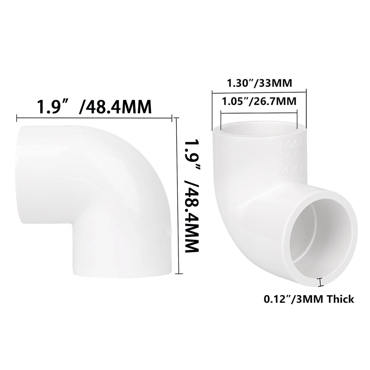 Generic Schedule 40 PVC elbow fitting designed for water supply and irrigation