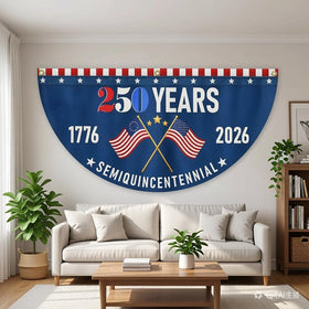 Generic semiquincentennial design flag highlights 250th anniversary motif for commemorations