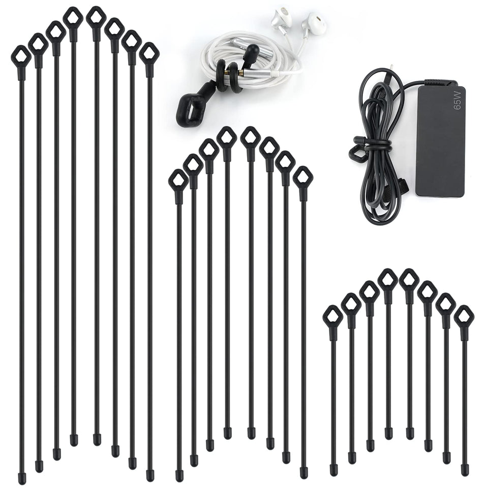 Generic silicone cable ties 24-pack set for versatile bundling in home or workshop