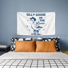 Generic Silly Goose flag enhances a beach party setup with whimsy