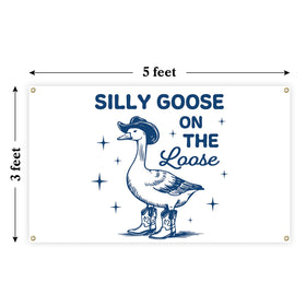 Generic Silly Goose flag used as living room decor with durable print