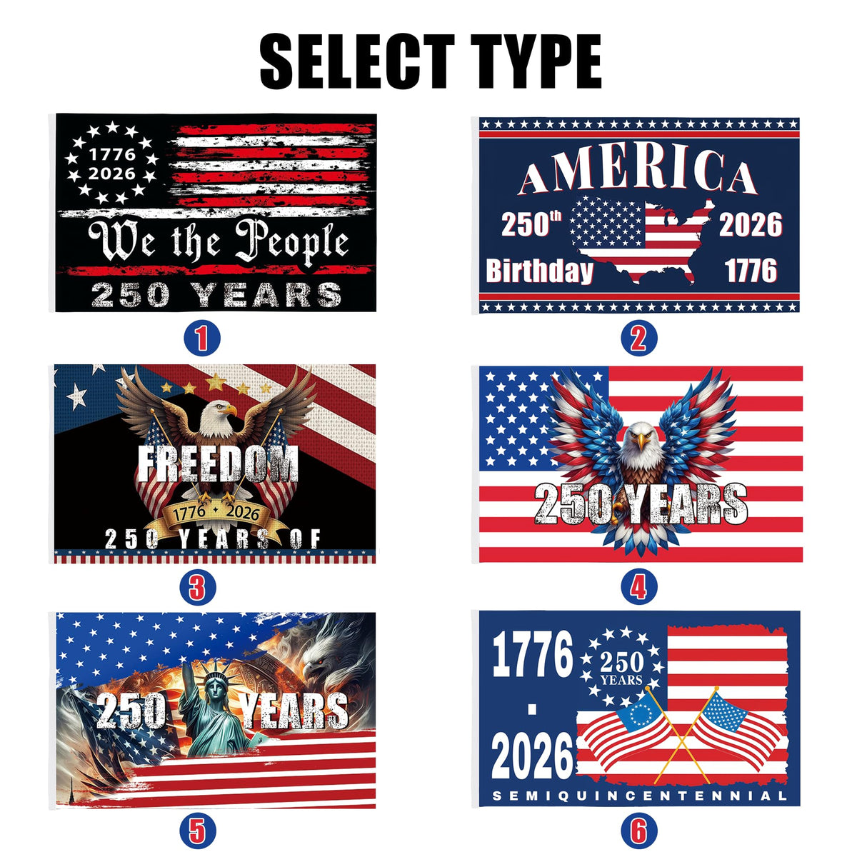 Generic single-sided printed flag for bold front-facing displays