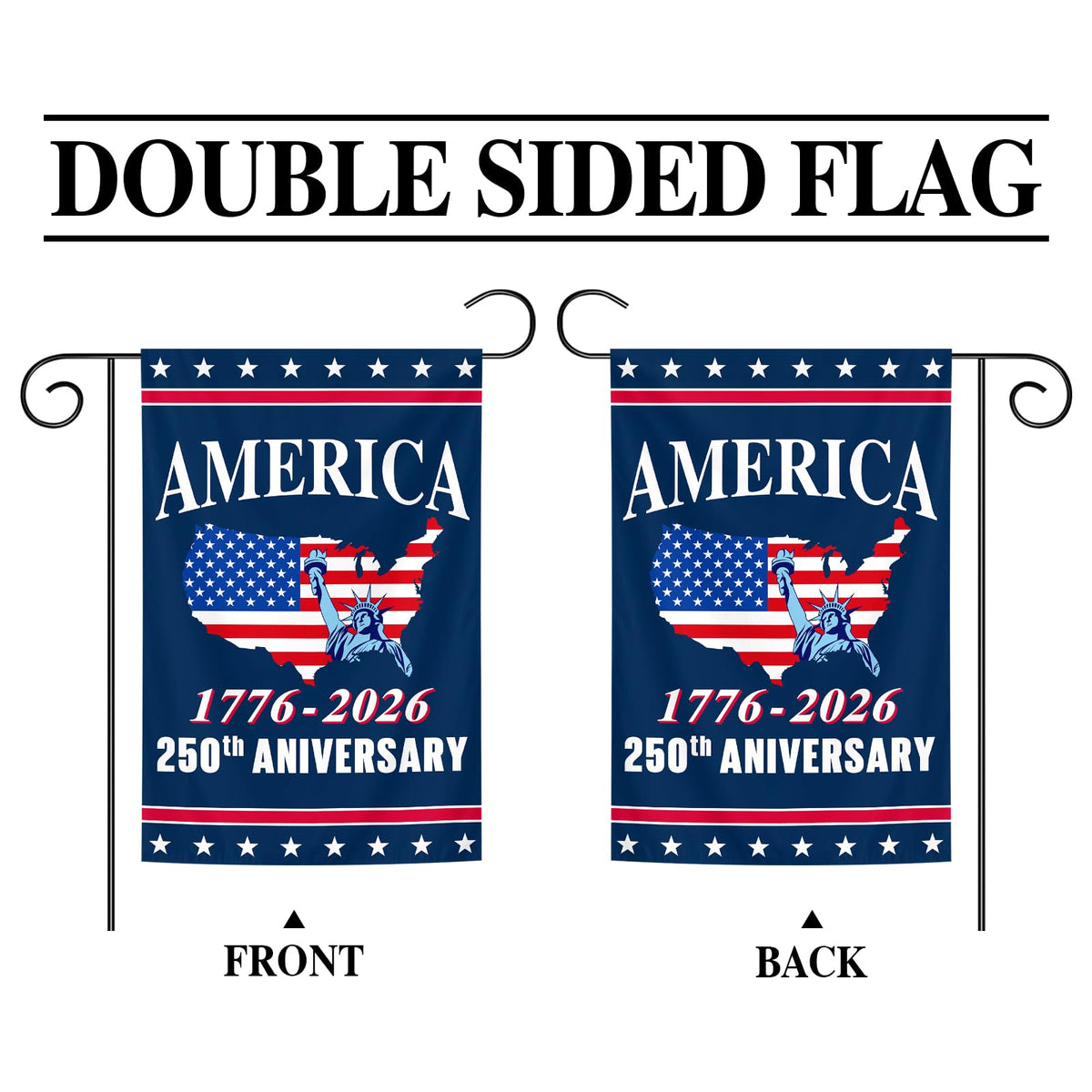 Generic 250-years-of-freedom slogan flag for yard display and seasonal decoration