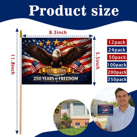 Generic mini American flags designed for parades and classroom displays.