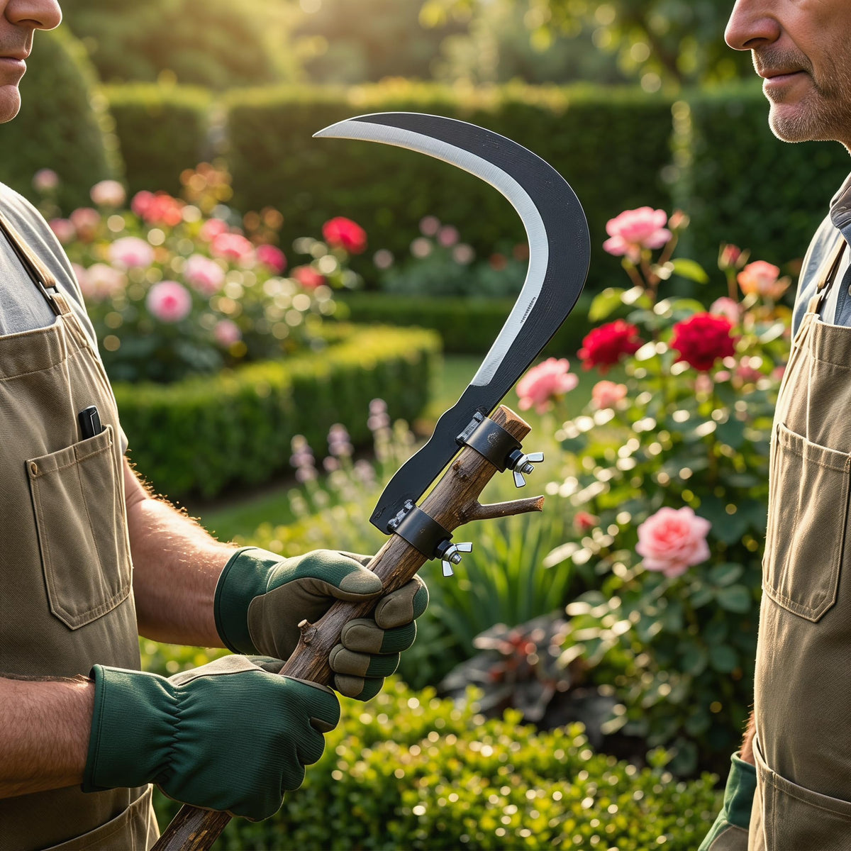 Generic Steel Sickle with replaceable wooden handle extending tool life.