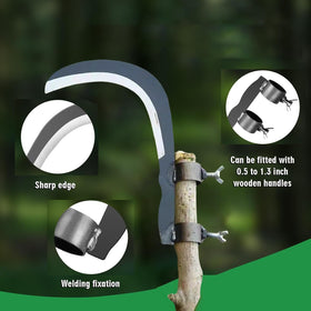 Generic Steel Sickle used for weeding in a garden bed.