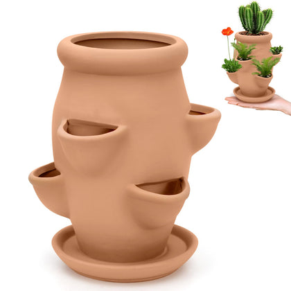 Generic Strawberry Tower Pot Planter close-up showing compact vertical design for small-space gardening