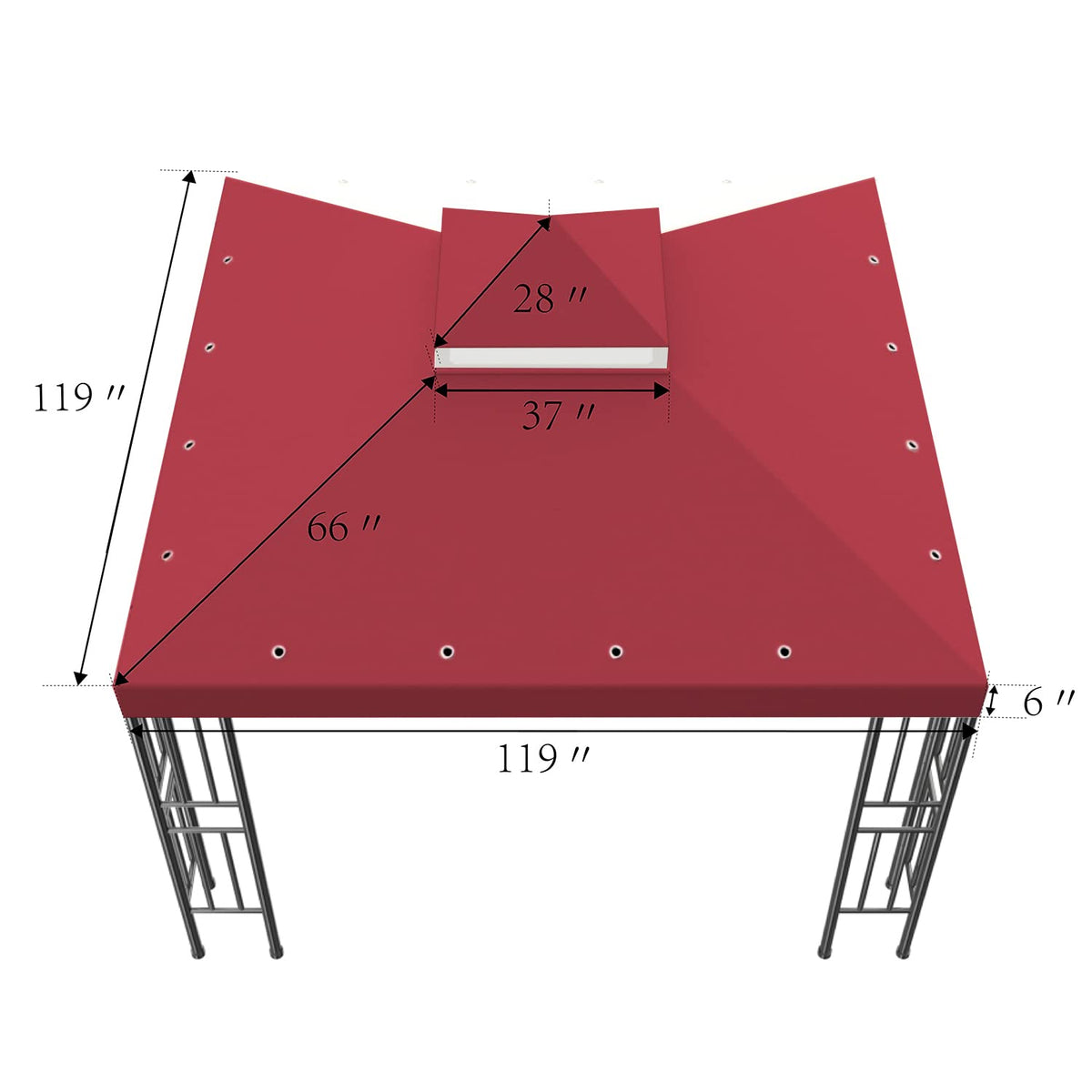 Generic Sumfaller beige gazebo cover installed on a frame