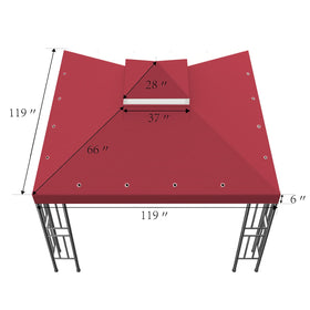 Generic Sumfaller beige gazebo cover installed on a frame