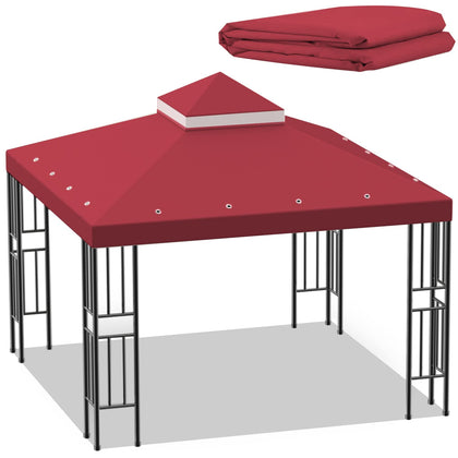 Generic Sumfaller double-tier top cover on a 10x10 gazebo showing shade and airflow benefits