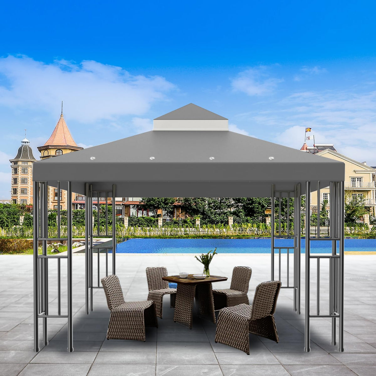 Easy Velcro installation for secure fit on standard 10x10 gazebos.