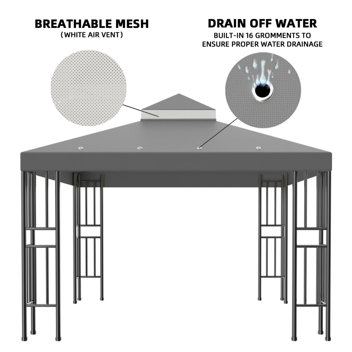 Ventilated design allows breeze to pass during warm outdoor cooking.
