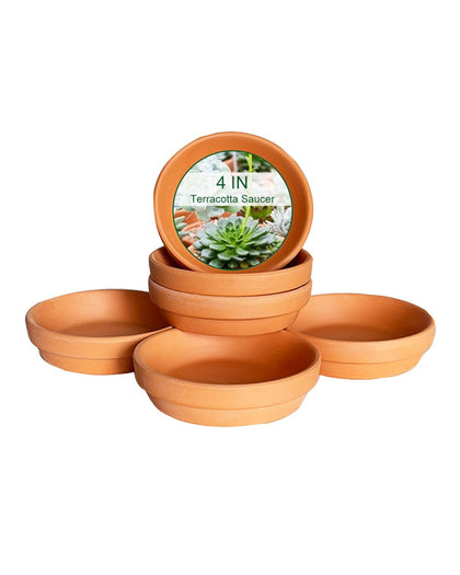 Generic terracotta saucer for 4.2 inch pots protecting surfaces from water spills