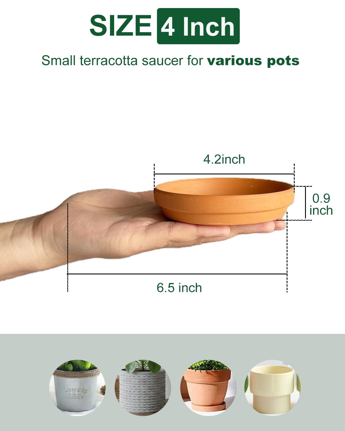 Generic terracotta saucer inner diameter 4.0 inches fits 3 to 3.5 inch pots