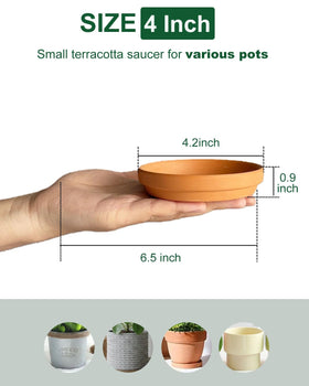 Generic terracotta saucer inner diameter 4.0 inches fits 3 to 3.5 inch pots