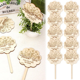 Generic wooden plant stake with a Thank You message, ideal for teacher appreciation.