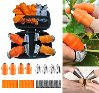 Generic silicone thumb knife harvesting tool with case for easy garden use