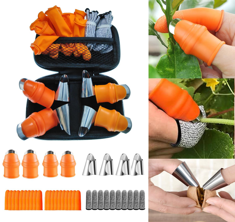 Generic silicone thumb knife harvesting tool with case for easy garden use