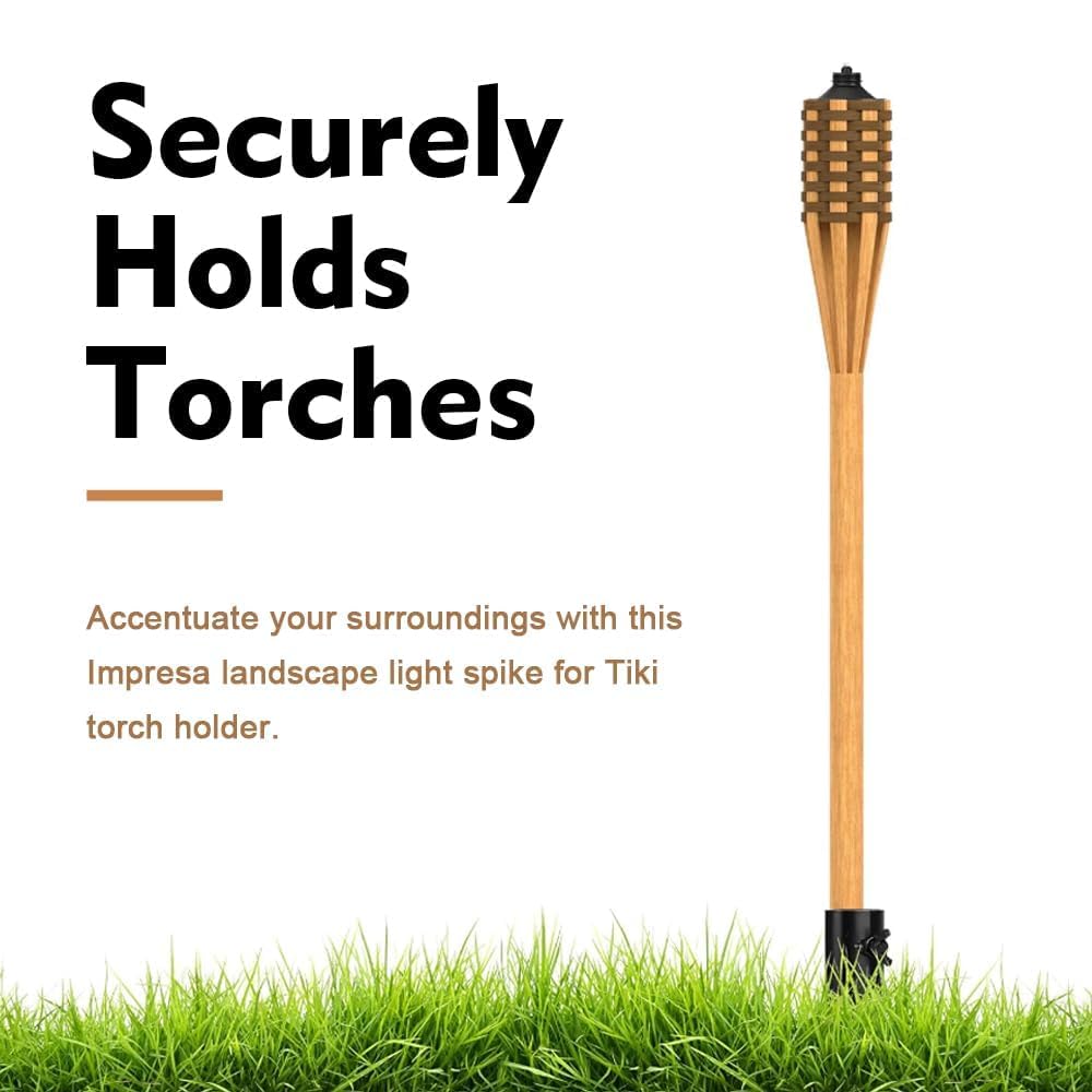 Generic tiki torch stake features rust-resistant coating for outdoor durability and years of use.