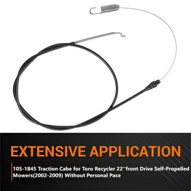 Generic traction cable adjustable length accommodates precise tension for smoother mowing
