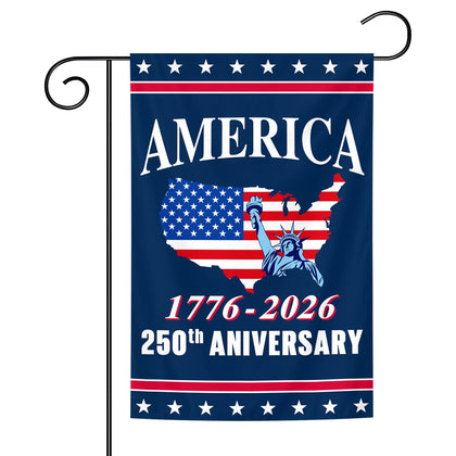 Generic United States 250th Anniversary Flag 12x18 double-sided waves outdoors for patriotic display