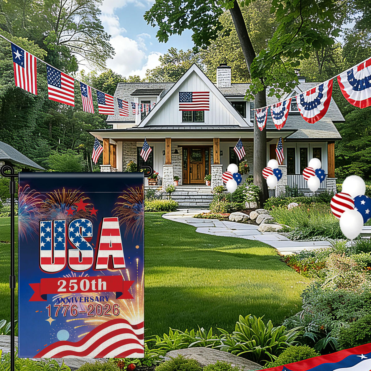 Generic USA 250th Anniversary Flag, outdoor weatherproof design for year-round decoration