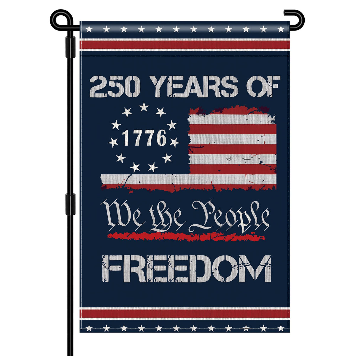 Generic 250th Anniversary USA flag 12x18 for outdoor lawn display.