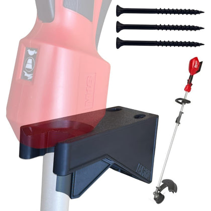 Generic wall mount for Milwaukee M18 2825-20 keeps trimmer secure and accessible.