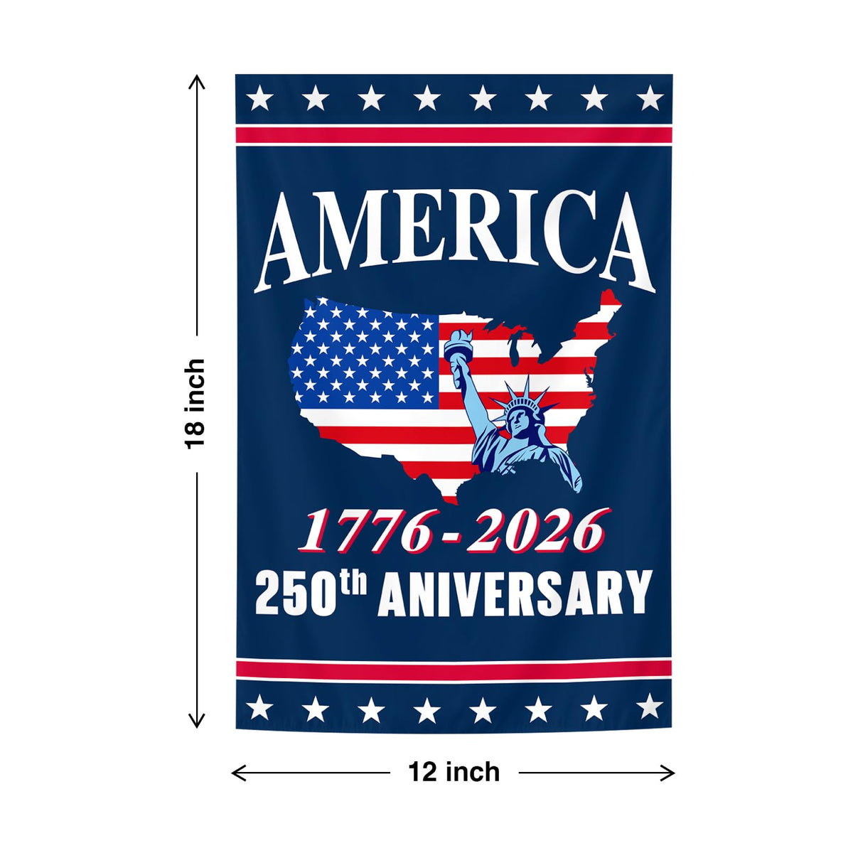 Generic waving USA flag design suited for outdoor garden display with bold patriotic vibes