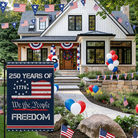 Generic 250th Anniversary flag with We The People motif, crisp colors.