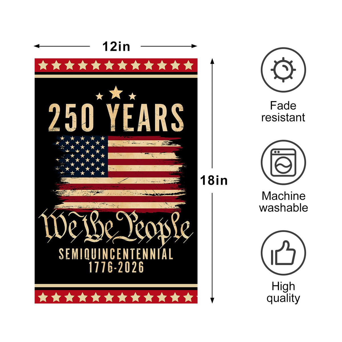 Generic We The People flag double-sided for visible garden viewing