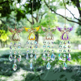 Generic weather-resistant sun catcher crystal purple enhances porches and trees.