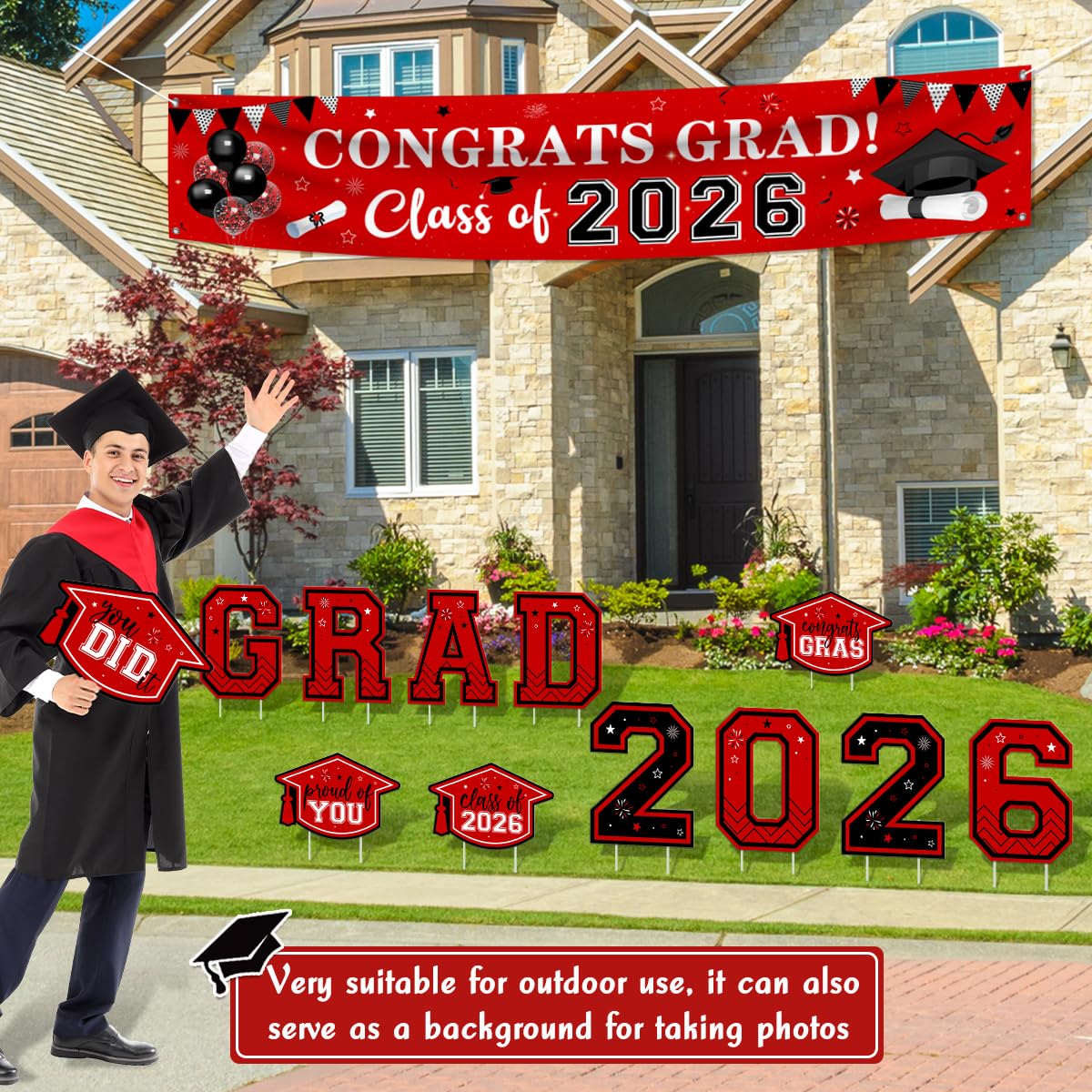 Generic creative graduation design yard signs with eye-catching colors