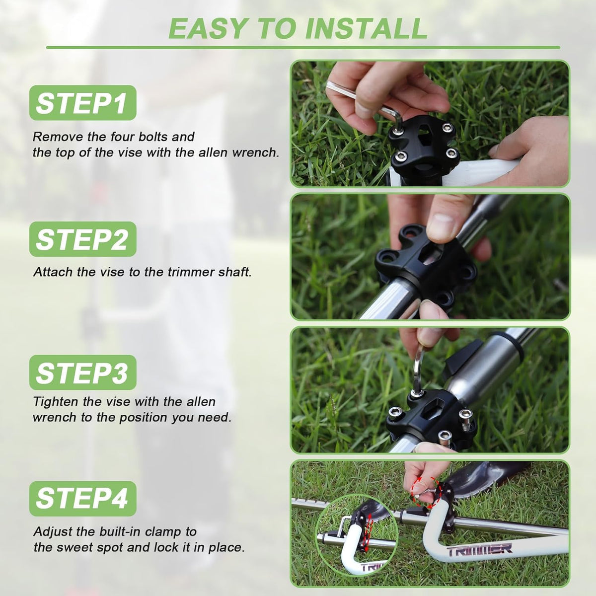 Generic weed eater handle grip improves edging with reduced back strain.