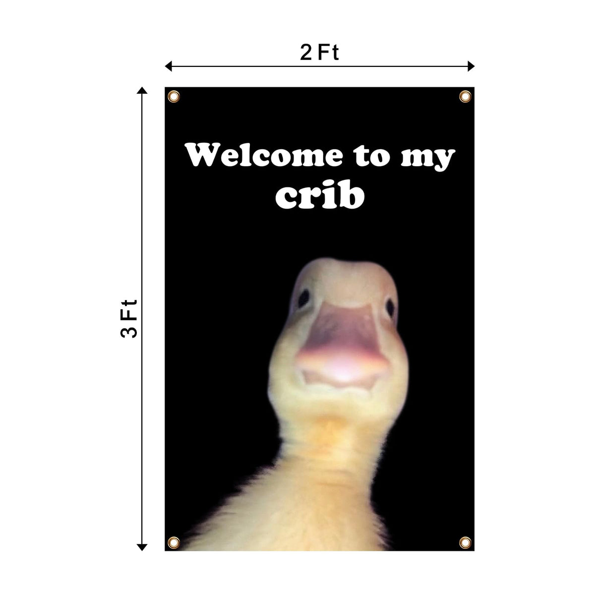 Generic Welcome to My Crib Flag duck design close-up highlighting vibrant colors.