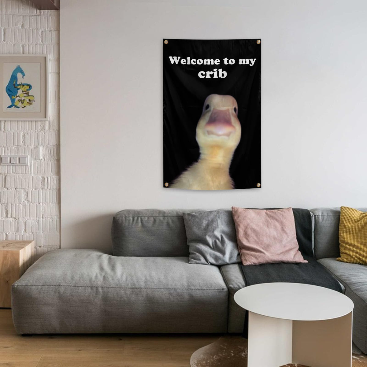 Generic Welcome to My Crib Flag indoor decor idea for dorm rooms.