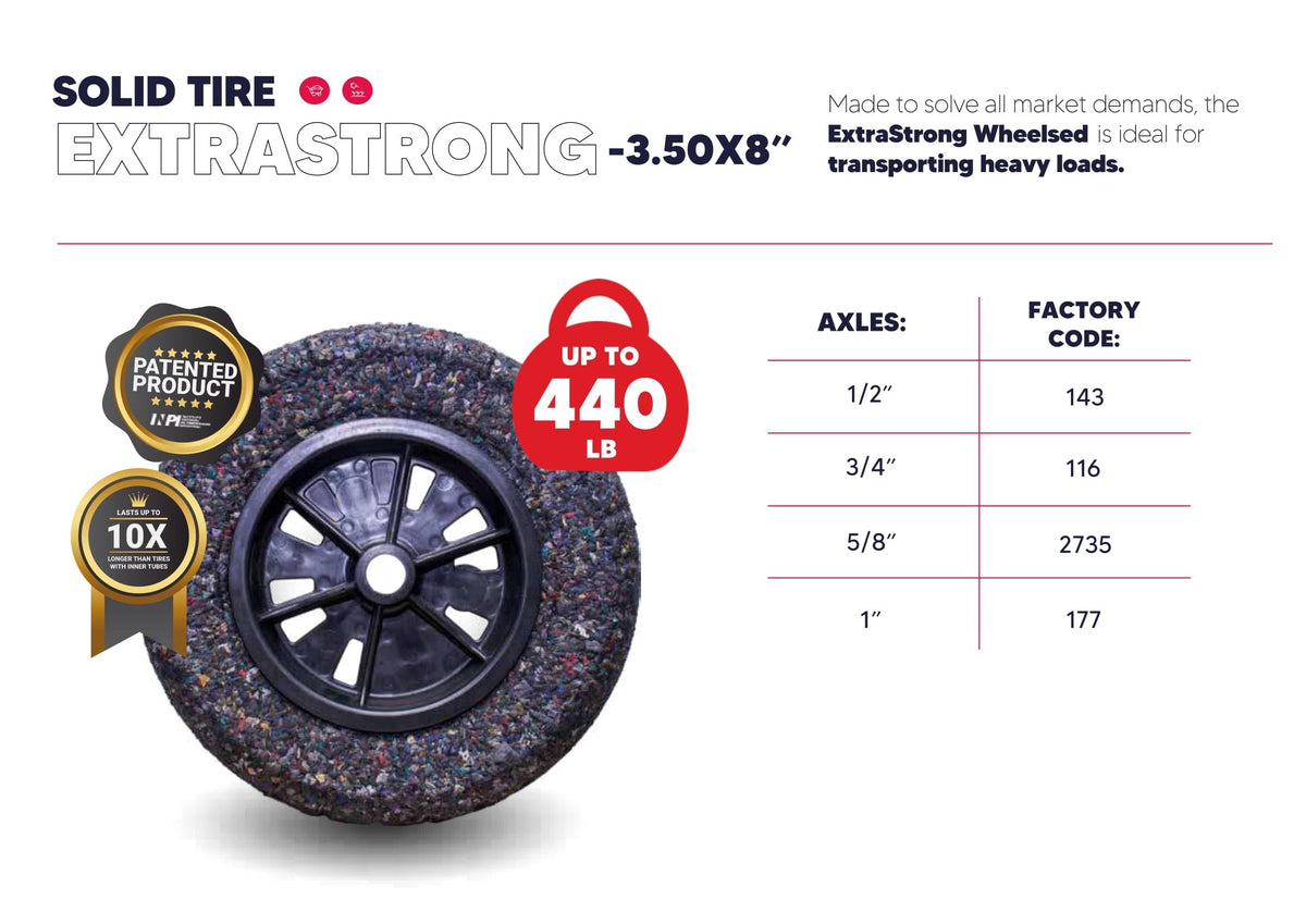 Generic wheelbarrow tire with 440 lb capacity for sturdy loads