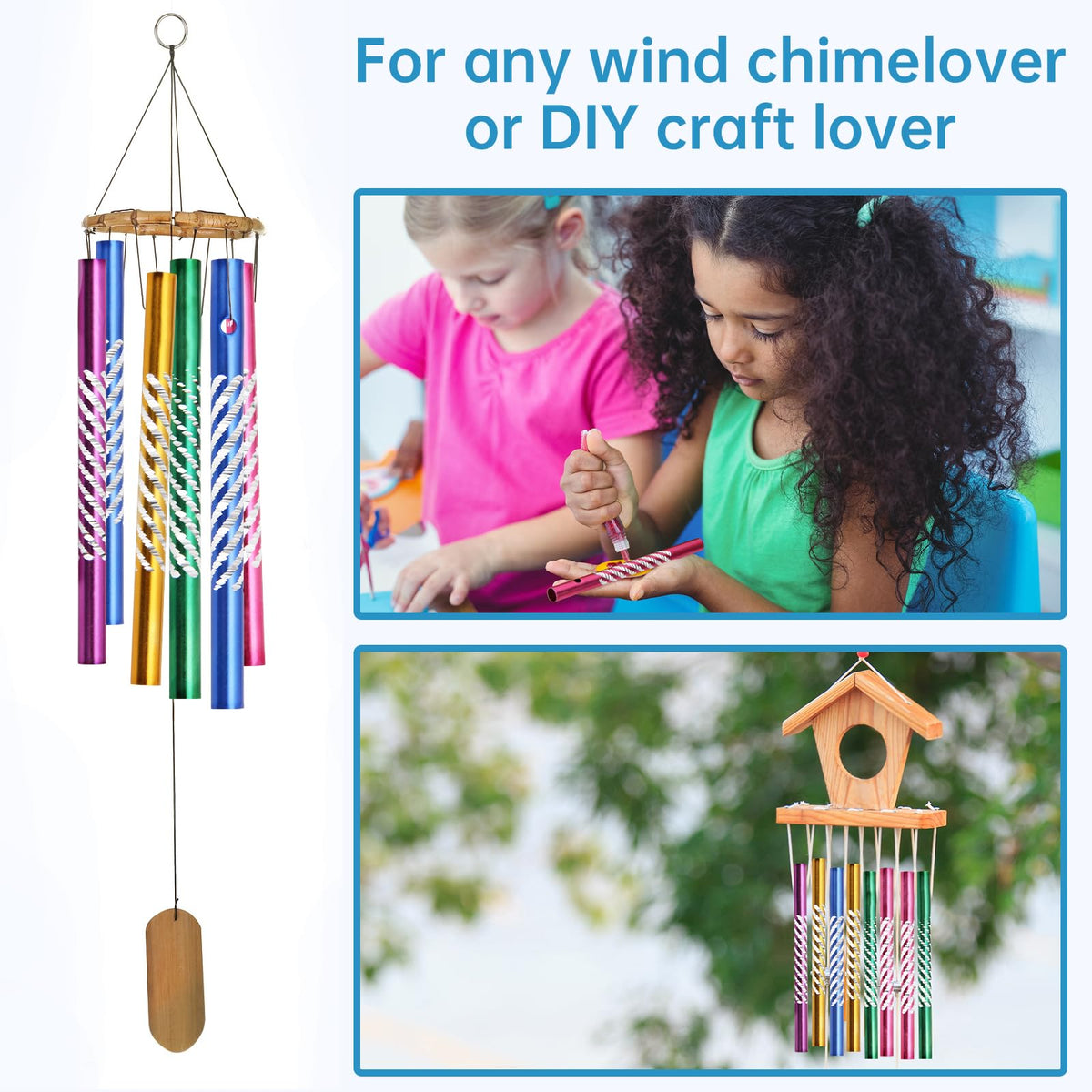 Generic wind chime kit supplies for personalized outdoor décor.