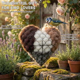 Generic Winter Bird Shelter heart shape offers wind and rain protection.