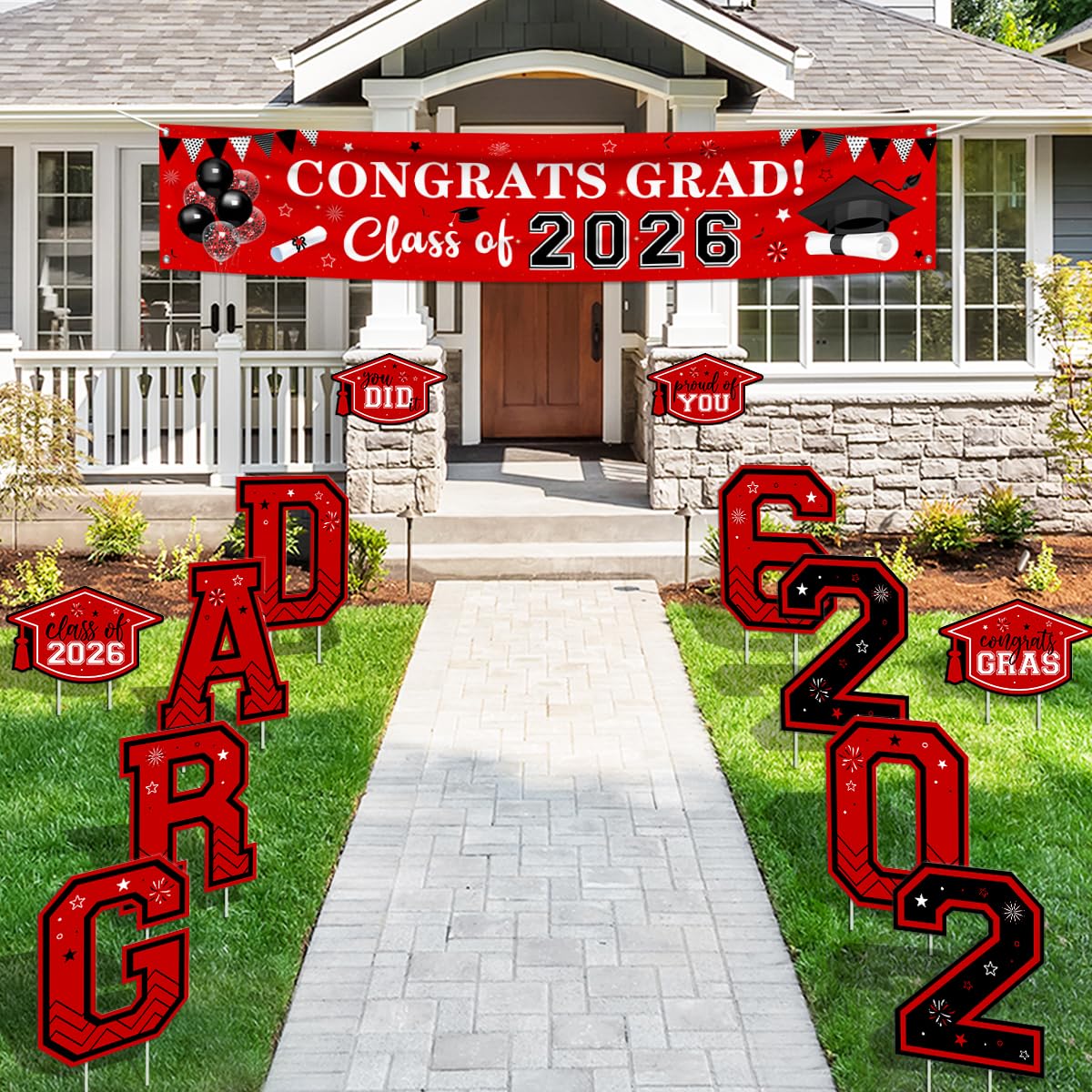 Generic yard signs used as decorative backdrop for parties and photos