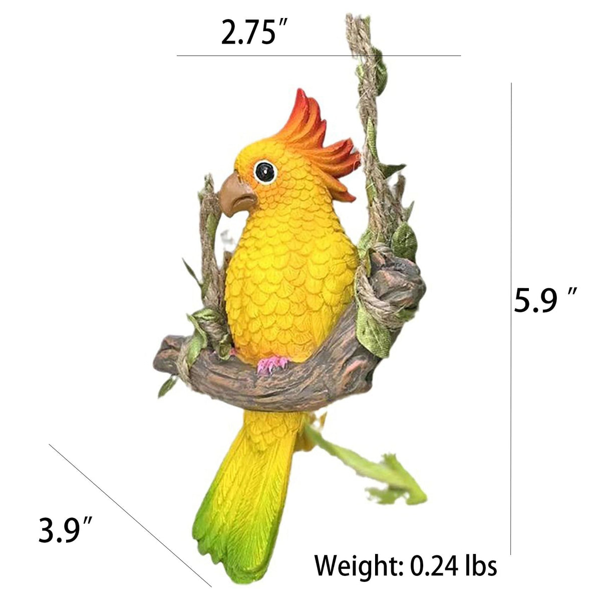 Generic parrot garden ornament adds color to yard and balcony spaces.