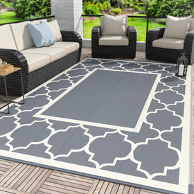 GENIMO 5x8 outdoor rug waterproof for patios and decks.