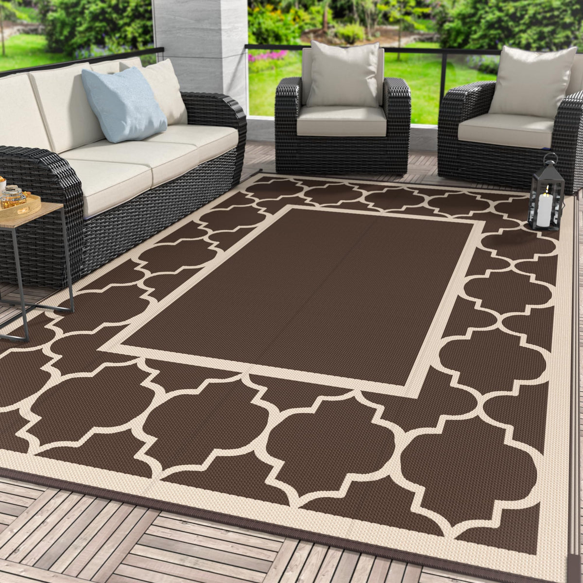 GENIMO 6x9 outdoor rug waterproof patio for durable deck comfort