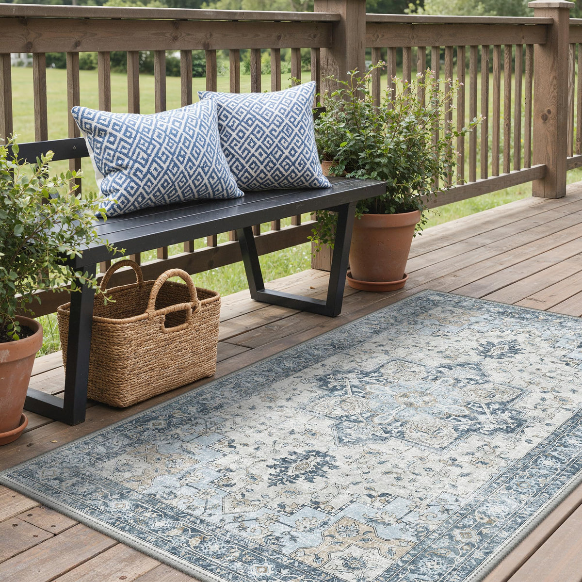 GENIMO rug with anti-slip backing stays secure on flooring.