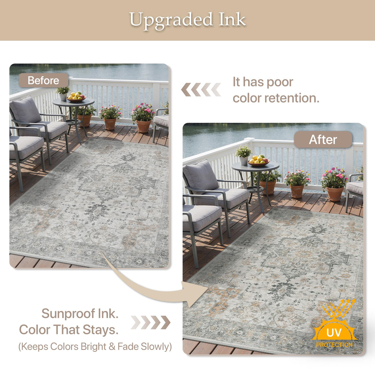 GENIMO anti-slip backing keeps the rug in place on wood or tile.