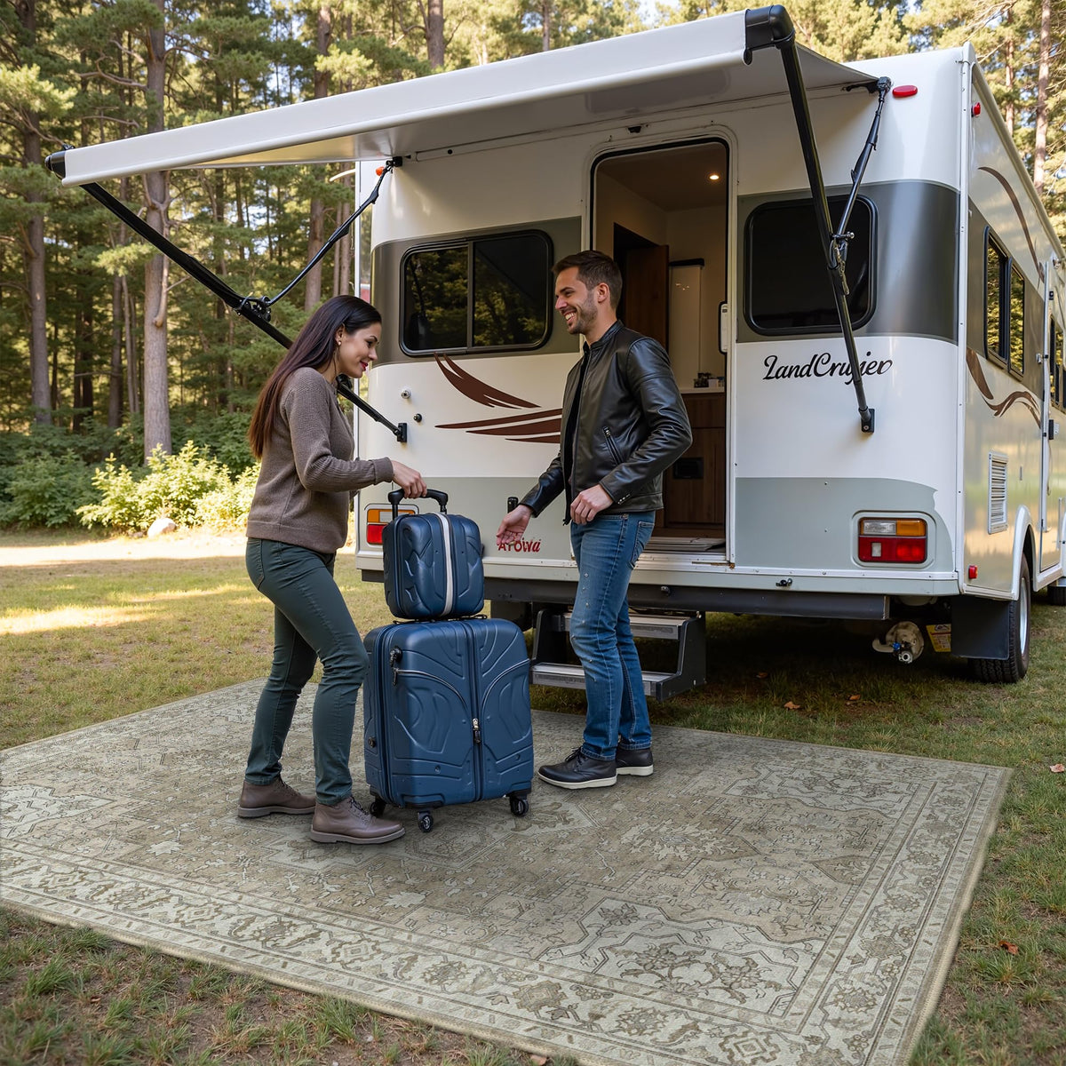 GENIMO rug with anti-slip backing helps keep safe on wood floors