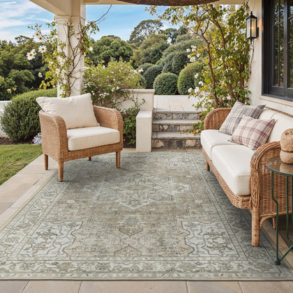 GENIMO boho rug 4x6 front view showcases plush chenille warmth and vibrant pattern