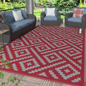 GENIMO Christmas outdoor rug 6x9 with reversible geometry pattern for versatile style